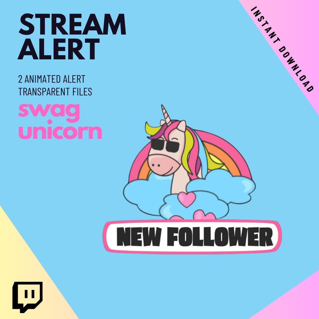 Twitch Alert Button With Animated Unicorn New Follower & Sub - Etsy
