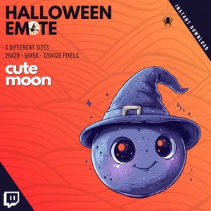 Halloween cute moon channel Point Twitch Emote, Streaming Accessory, Instant Download