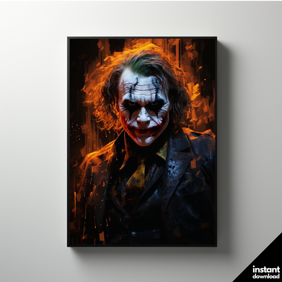 Joker Dark Knight Wall Art Print Digital Download Instant Etsy