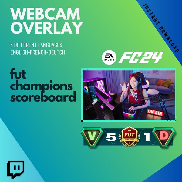 Fut Champions Scoreboard with Webcam Overlay, FIFA 24 Game Accessory, Instant Download, EA Sports FC 24