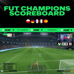 EA FC 25 stream overlay fut champions scoreboard , parfait pour twitch , youtube et kick , téléchargement instantané.