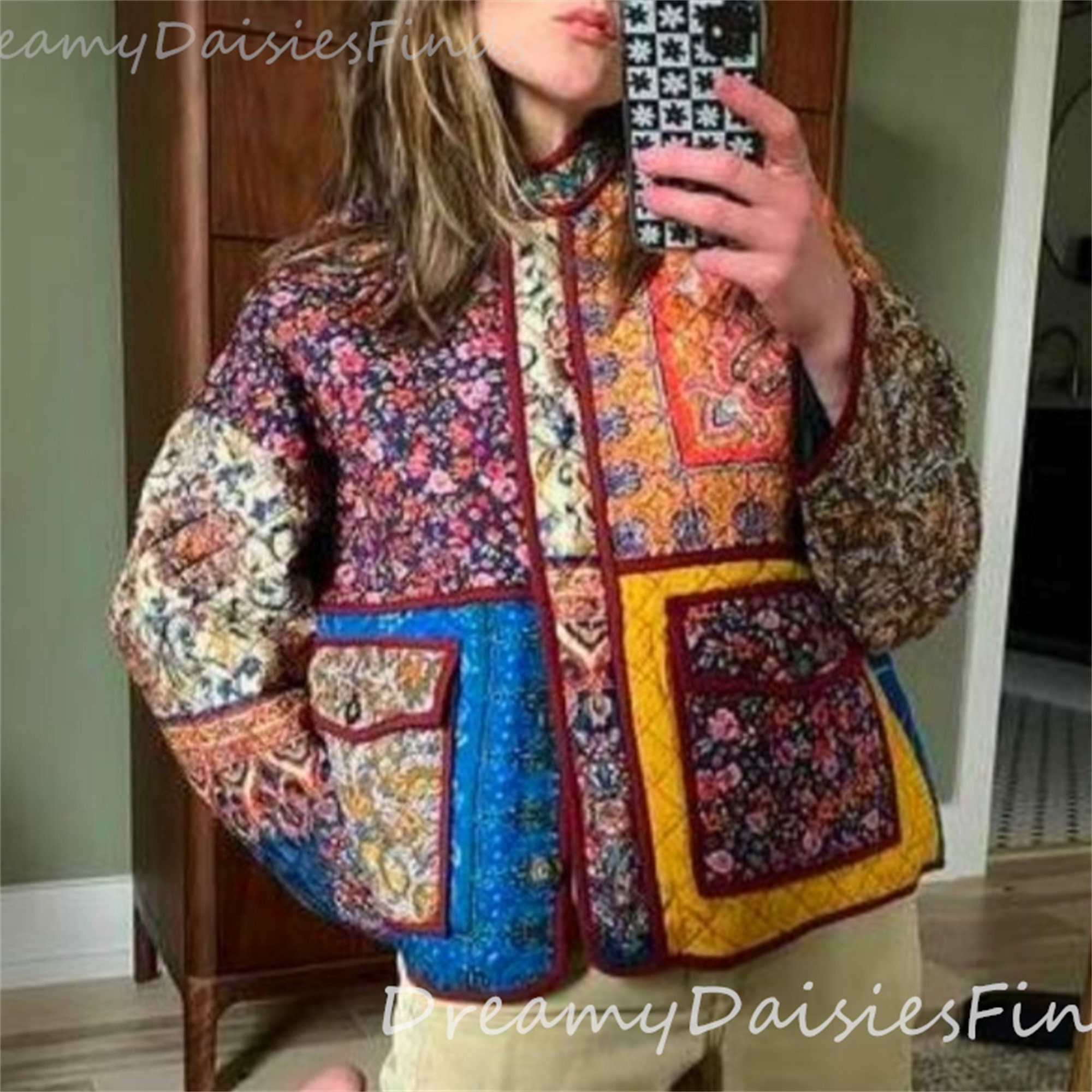 Quilted Floral Coat - Etsy Canada