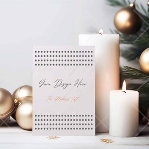 Christmas Invitation Card Mockup - PSD Smart Object Template, 5x7 inch ratio, Stationery Mockup, Festive Card Mockup