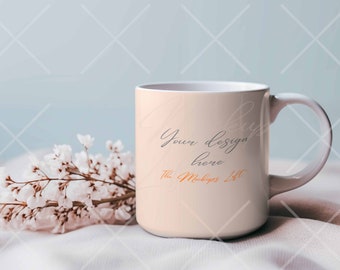 Minimalist White Mug Mockup | Cozy Coffee Mug Mockup | Smart Object PSD Mockup Template| Coffee Cup Mockups | Ceramic Mug Mockup