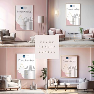 Frame Mockup Bundle, Beige Room Decor Mockups, Photoshop Smart Layers Mockups, Poster Mock up, Interior Mockup, Styled Mockup