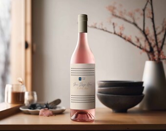 Maqueta de etiqueta de botella de vino editable / Maqueta de etiqueta de botella de vino de estilo minimalista