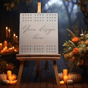 Spooky Halloween Party Sign Mockup - Halloween Inspired PSD Smart Object Mockup