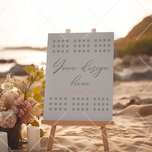 Romantic Beach Wedding Welcome Sign Mockup - 24x36&quot; Wedding Sign, PSD Smart Object Mockup