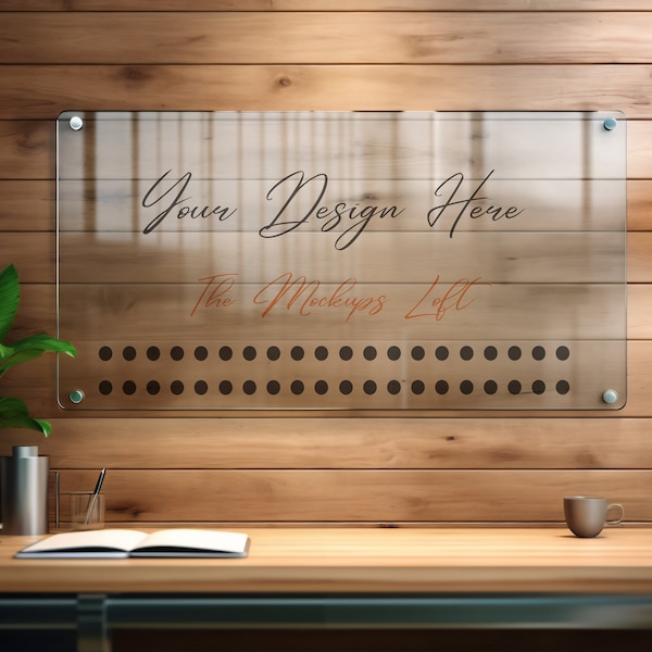 Acrylic sign mockup, Clear Glass Mockup, Perspex , Branding Mockup, Office Sign Mockup