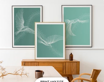 Minimal 3-Piece Birds Digital Wall Art - Elegant Nature Theme in Line Art, Minimal Design, Nature, Printable Digital Wall Art