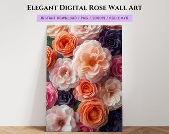 Peach Blush Rose Wall Art – Elegant Floral Print (Digital Download)
