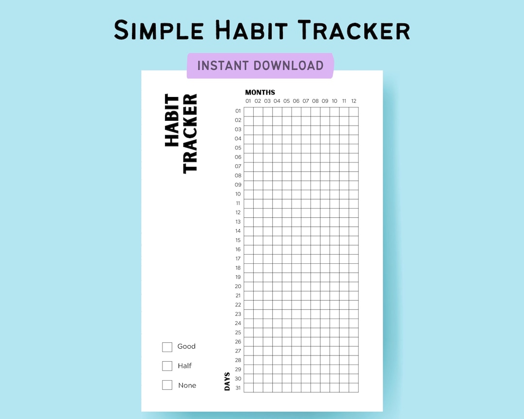Minimalist Habit Tracker | Printable Digital Habit Journal | Yearly Goal Tracker - Etsy