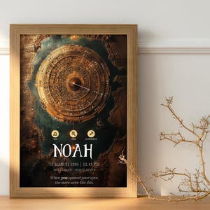 Carte astrologique personnalisée | Impression d'art carte natale au design exclusif | Cadeau thème astral|Astrologie du zodiaque| Cadeau d'anniversaire | Art mural imprimable