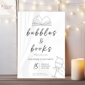 Editable Bubbles & Books Invite, Bubbles and Books, Book Club Party, Booze and Books Invite, Girls Night Book Party, Colleen Hoover Fan