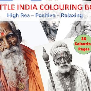 30 A little India, Malbuch, Erwachsene und Kinder, PDF download, druckbare Seiten, Achtsam, Entspannend, Positiver Spaß
