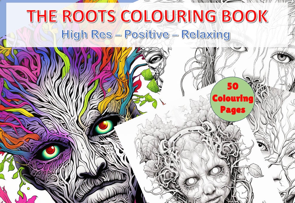 50 the Roots Grayscale Coloring Pages for Adults and Kids - Etsy