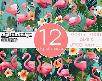 plik flaming bezszwowy, wzór flaming bezszwowy, Flamingo firmy vivid tropical