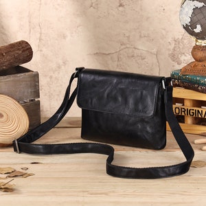 Sac à bandoulière minimaliste en cuir véritable pour homme, sac messager en peau de vache, cadeau d'anniversaire pour lui