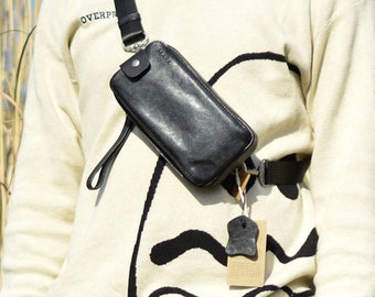 Vintage Envelope Bag For Men, Cowhide Handbag For Men, Personalized Gift For Him