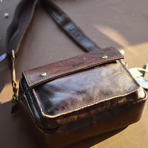 Sac messager vintage en cuir véritable pour homme, sac à bandoulière personnalisé en cuir de vachette pour homme, cadeau pour lui