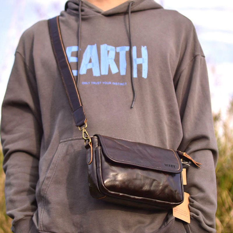 Casual Men Shoulder Bag - Vintage Crossbody Bag - Genuine Leather Handbag (3MA1)(F78)