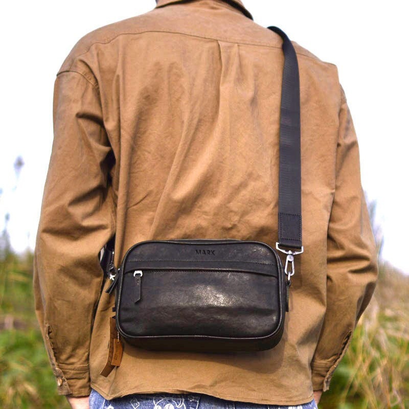 Vintage Cowhide Messenger Bag For Men, Casual Crossbody Shoulder Bag For Men, Personalized Gift For Him