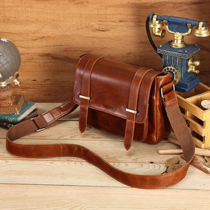 Sac à bandoulière vintage en cuir véritable pour homme, porte-documents de facteur, cadeau d'anniversaire pour lui, cadeau de fête des pères