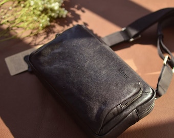 Leather Crossbody Bag For Men, Personalized Multifunctional Shoulder Bag For Man, Gift For Him