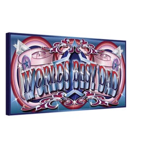 WORLDS BEST DAD  Wall Art Fairground Art FunFaiir Rides Waltzers Skid Dodgem 40 x 80cm Canvas