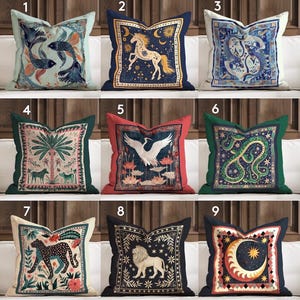 Vintage Folk Art Tier Kissenbezug, Eclectic Artisan Dekokissenbezug, Maximalist Boho Dopamin-Dekor