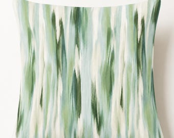 Green & Blue Abstract Cushion Cover, Watercolour Decorative Throw Pillow, Coastal Cottagecore Farmhouse Home Decor