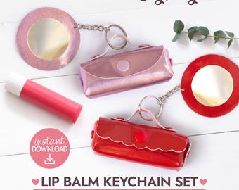 DIY Lip Balm Holder SVG | Faux Leather Mini Purse Lipstick Keychain Pattern for Cricut | Quick Beauty Gift File for Women | Digital Download