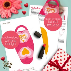 DIY Mother’s Day Printable Lip Balm Purse Gift Bag - Chapstick Holder - Lipstick Box - Template pdf | INSTANT DOWNLOAD