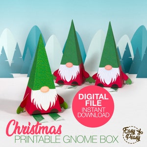 DIY Gnome Printable Christmas Box - Chocolate Gift Box - Candy Gift Box - Template Pdf | INSTANT DOWNLOAD