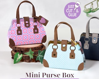 Mini Paper Purse SVG Gift Box for Cricut, Favor Bag for Women, Classroom Gift Card Holder, Teacher Appreciation, Chapstick Party Favor