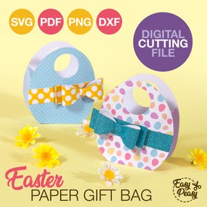 Modello di scatola di carta per bomboniere fai da te per la caccia alle uova di Pasqua per bambini Modello di scatola di carta per porta caramelle Cesto di dolcetti pasquali