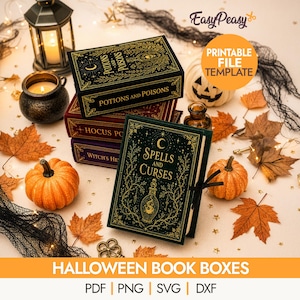 Printable Halloween Spell Book Box Candy Favor Template Potion Book Treat Box Classroom Party PDF PNG Print Then Cut Digital Download