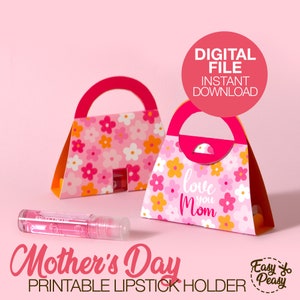 Bolsa de regalo para bálsamo labial imprimible para el Día de la Madre - Estuche para lápiz labial - Caja para lápiz labial - Plantilla en PDF / DESCARGA INMEDIATA