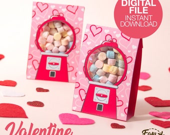 DIY Printable Valentine's Day Gift Bag - Valentine's Gift Box for Friends - Valentine Treat Bag for Kids - Template pdf | INSTANT DOWNLOAD