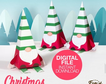 DIY Gnome Printable Christmas Box - Chocolate Gift Box - Candy Gift Box - Template Pdf | INSTANT DOWNLOAD