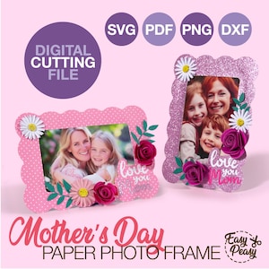 Mors dag-ram SVG-pappersfotoram handgjord fotogåva skola mors dag-pyssel barn gör-det-själv-present till mamma Cricut-projekt SVG-mall