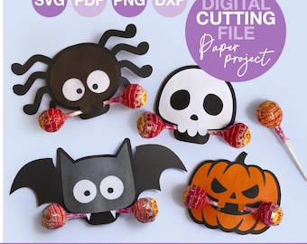 Halloween Lollipop Holder SVG, DIY Trick or Treat Spooky Candy Favors