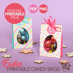 DIY Printable Easter Candy Bags for Easter Baskets for Kids Chocolate Gift Box for Easter Egg Hunt Easter Treat Bags for Kids Digital File