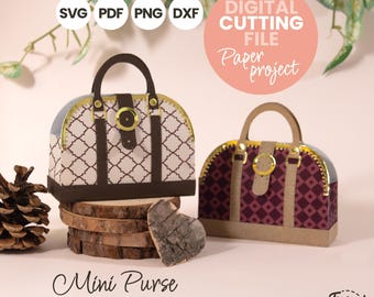 Mini bolso SVG, caja de regalo de papel / Plantilla de bolso Cricut para San Valentín / Caja de regalo para dulces y pequeños regalos / svg, dxf, pdf, png