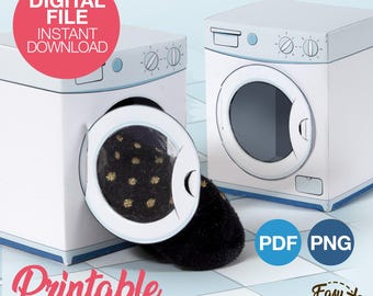 Caja de regalo divertida para lavadora: ideas originales para regalos de Navidad, caja de regalo de cumpleaños para amigos (PDF - PNG / DESCARGA INSTANTÁNEA)
