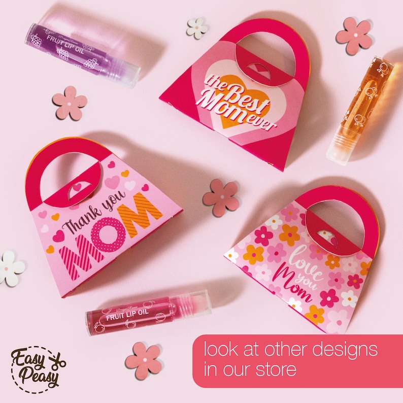 DIY Mother’s Day Printable Lip Balm Purse Gift Bag - Chapstick Holder - Lipstick Box - Template pdf | INSTANT DOWNLOAD