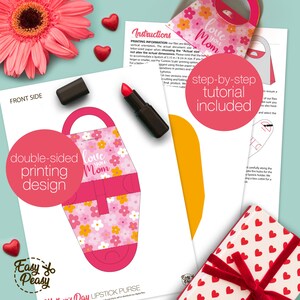 DIY Mother’s Day Printable Lip Balm Purse Gift Bag - Chapstick Holder - Lipstick Box - Template pdf | INSTANT DOWNLOAD