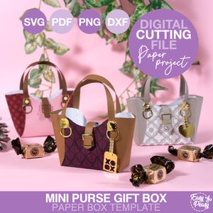 DIY Paper Purse SVG Cutting File for Cricut Valentine Gift Box for Her Gift Card Jewellery Bag Money Holder Chapstick Holder for Women