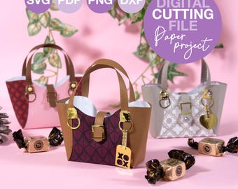 Archivo de corte SVG para monedero de papel DIY para Cricut, caja de regalo de San Valentín para ella, bolsa para tarjetas de regalo, joyero, portamonedas, porta bálsamo labial para mujer.