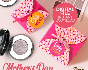 Confezioni regalo trucco stampabili per la festa della mamma fai-da-te - Confezione gioielli - Contenitore ombretti - Scatola cipria - Modello pdf / DOWNLOAD IMMEDIATO